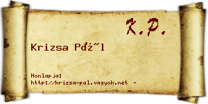 Krizsa Pál névjegykártya
